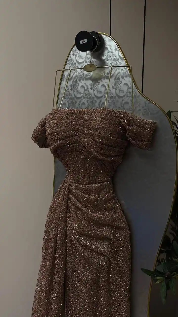 فستان سهرة فاخر بكلفة خرز مطرزة – إطلالة ملكية براقة - Image 2