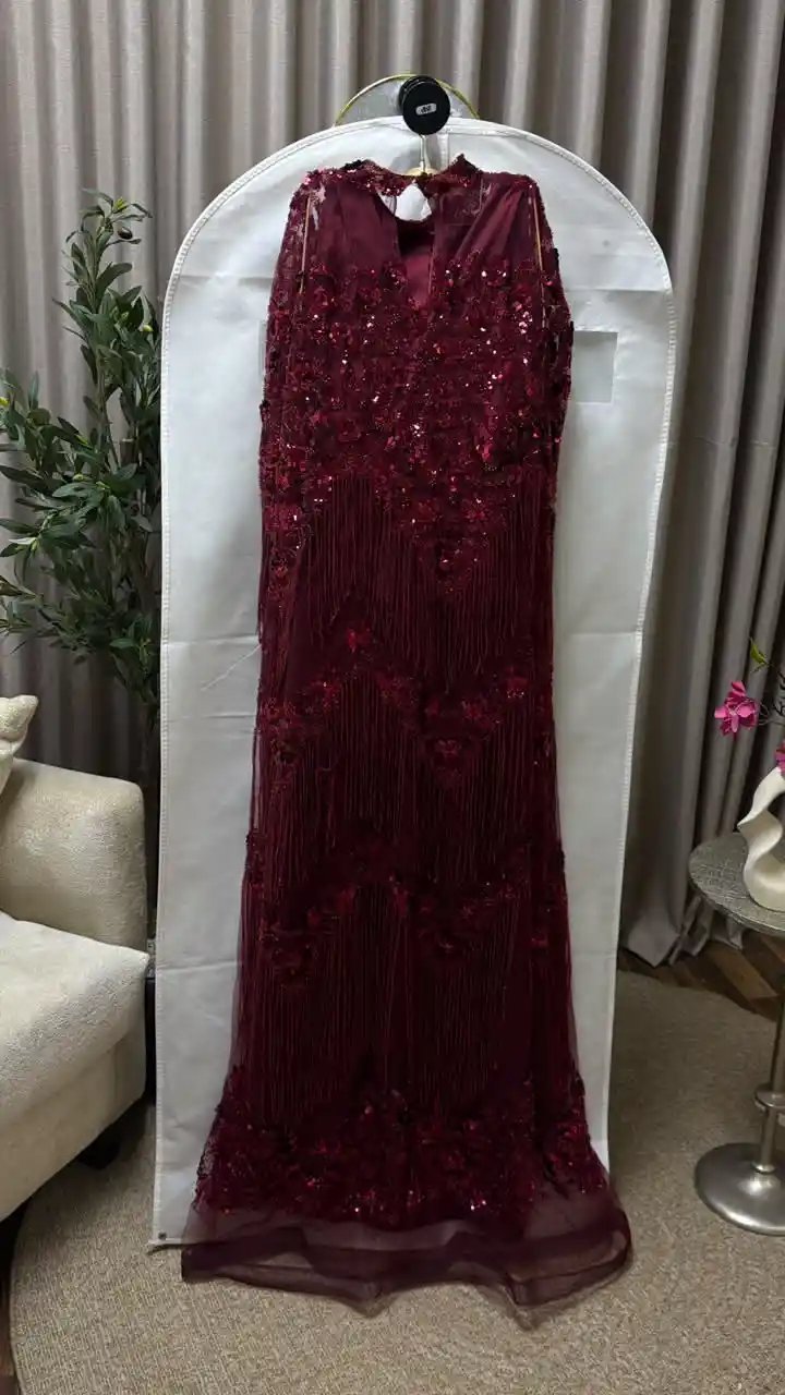 جلابية حوامل فاخرة كلفة سهرة مع هدب وبطانة حرير - إطلالة راقية وراحة تامة - Image 3